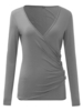 Women Casual Breasted Long Sleeve V-neck T-shirt