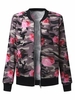 Women Casual Camouflage Floral Print Stand Collar Jacket