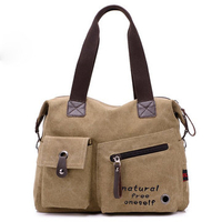 Women Casual Canvas Handbags Words Print Durable Shoulder Crossbody Bags