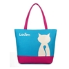 Women Casual Canvas Lovely Cat Pattern Tote Bags Shopping Bags Shoulder Bags