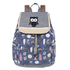 Women Casual Canvas Owl Cartoon Printing Shoulder Bag Backpack