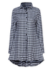 Women Casual Check Print Irregular Lapel Long Sleeve Mini Dress