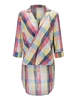 Women Casual Check Print Irregular Long Sleeve Shirt