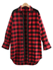 Women Casual Check Print Lapel Long Sleeve Coat