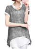 Women Casual Chiffon Short Sleeve Fake Two Pieces T-shirts