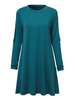 Women Casual Cold Shoulder Long Sleeve O-neck Mini Dress