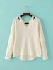 Women Casual Cold Shoulder Loose V-neck Long Sleeve Sweater