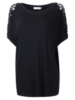 Women Casual Crochet Hollow Out Batwing Sleeve T-Shirt