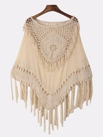 Women Casual Crochet Tassels Backless Smock