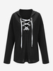Women Casual Cross Strap Hooded V-neck Long Sleeve Sweatshirt