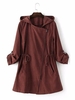 Women Casual Drawstring Waist Hooded Trench Coat