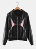 Women Casual Embroidery Pattern Stand Collar Jacket