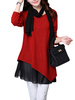 Women Casual Fake Two-Piece Stitching Irregular Hem Blouse