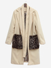 Women Casual Faux Fur Patchwork Lapel Long Sleeve Jacket