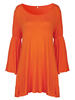 Women Casual Flare Sleeve Pleated Loose Mini Dress