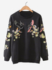 Women Casual Floral Embroidery O-neck Sweatshirt