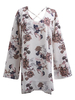 Women Casual Floral Print Cross Strap Horn Sleeve V-neck Mini Dress
