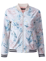 Women Casual Floral Print Stand Collar Jacket