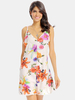Women Casual Floral Print V-neck Spaghetti Strap Backless Jumpsuit