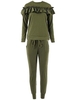 Women Casual Flouncing Long Sleeve O-neck Suit