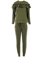 Women Casual Flouncing Long Sleeve O-neck Suit