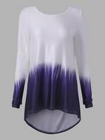 Women Casual Gradient Backless Long Sleeves T-shirt