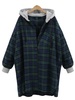 Women Casual Grid Print Hooded Long Sleeve Coat