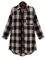 Women Casual Grid Print Long Sleeve Shirt
