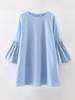 Women Casual Horn Sleeve O-neck Mini Dress