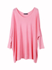 Women Casual Irregular Hem Loose Bat Sleeve O-Neck Sweater Blouse