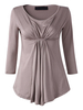Women Casual Irregular Hem O-neck 3/4 Sleeve T-shirt