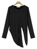 Women Casual Irregular Slit Hem Long sleeve O-neck T-shirt