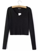 Women Casual Knitted Long Sleeve Solid Color V-neck Sweater