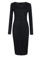 Women Casual Knitting Single Breasted Sweater Dress