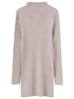 Women Casual Knitting Slit Hem Turtleneck Long Sleeve Tops