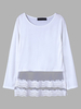 Women Casual Lace Stitching Long Sleeve O-neck T-shirt