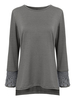 Women Casual Lace Stitching Long Sleeve O-neck T-shirt