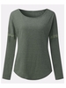 Women Casual Lace Stitching O-neck Long Sleeve T-shirt