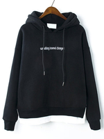 Women Casual Letter Print Thicken Hooded Long Sleeve Hoodie