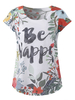 Women Casual Letters Leaves Printed O-Neck Short Sleeve T-Shirts