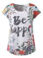 Women Casual Letters Leaves Printed O-Neck Short Sleeve T-Shirts