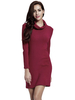 Women Casual Long Sleeve High Collar Package Hip Slim Knit Dress
