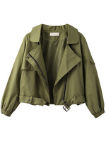 Women Casual Long Sleeve Lapel Pure Color Short Jacket