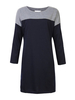 Women Casual Long Sleeve O-neck Contrast Color Patchwork Dress
