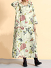 Women Casual Loose Floral Printed O-Neck Long Sleeve Maxi Dresses