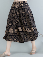 Women Casual Loose Printed Elastic Waist Wide Leg Pants
