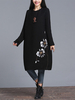 Women Casual Loose Printed O-Neck Long Sleeve Dresses
