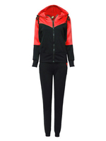 Women Casual Mix Color Hooded Long Sleeve Sport Suit