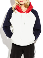 Women Casual Mix-color Long Sleeve Hooded Hoodie