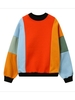 Women Casual Multi-color Stitching Long Sleeve Sweatshirt